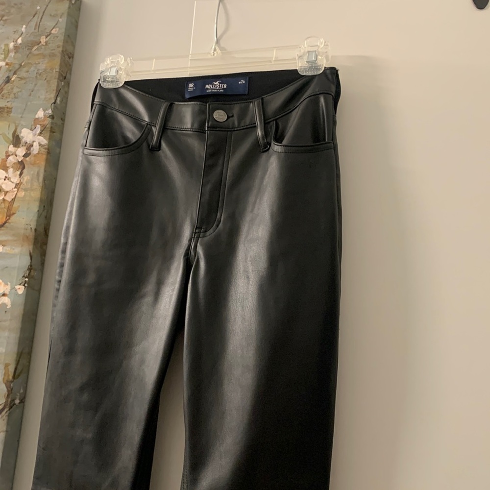 Hollister black leather bell bottoms
